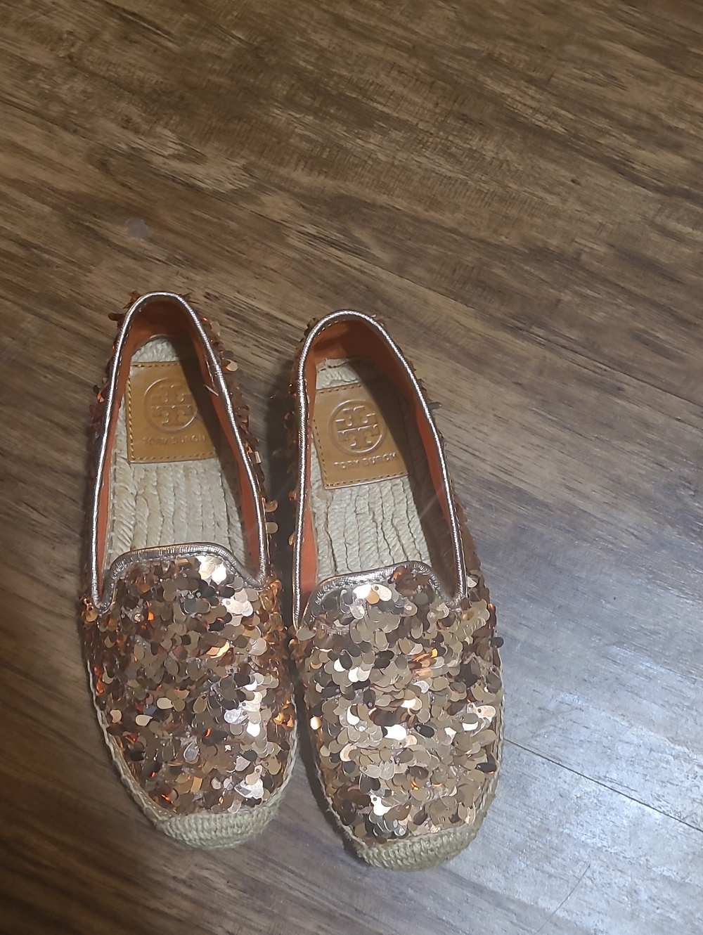 Tory Burch Mischa Rose Gold Sequin Shoes Sz 5